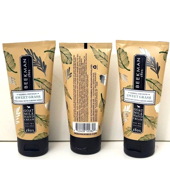 3 PK BEEKMAN 1802 GOAT MILK HAND CREAM 2 oz each SWEET GRASS NO BOX - Picture 1 of 4